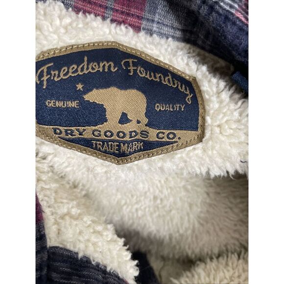 FREEDOM FOUNDRY XL Faux Fur Sherpa Lined Shacket Shirt Mens Corduroy Check Plaid - Picture 6 of 12